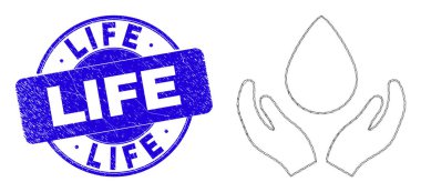 Mavi Tehlike Yaşam Mührü ve Ağ Kanlı Bakım Elleri