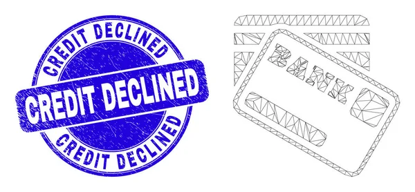 Blue Grunge Credit rechazó el sello de sello y las tarjetas bancarias Web Carcass — Archivo Imágenes Vectoriales