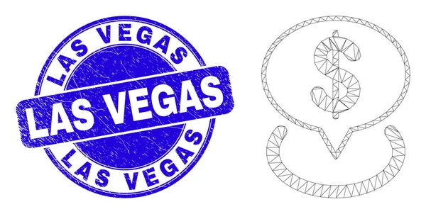 Blue Grunge Las Vegas Seal en Web Carcass Dollar Plaatsing — Stockvector