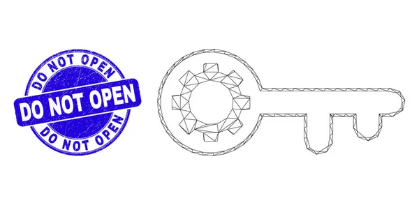 Blue Grunge Ne pas ouvrir joint et Web Carcass Key Gear — Image vectorielle