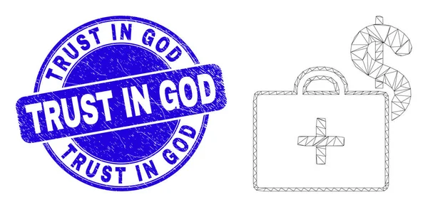 Blue Distress Trust in God Stamp and Web Mesh Medical Business Case — Wektor stockowy