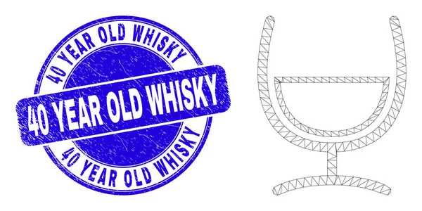 Azul arranhado 40 anos de idade Whisky Stamp e Web Carcaça Mistura de vidro —  Vetores de Stock