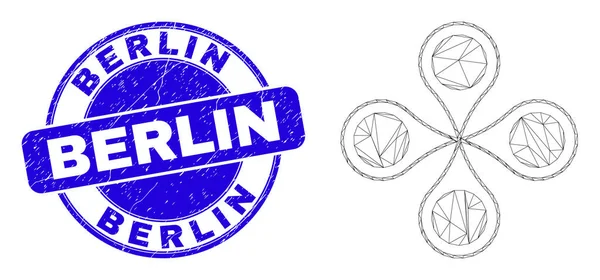 Blue Grunge Berlin Sello y canal web Quadrocopter — Archivo Imágenes Vectoriales