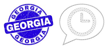 Mavi Çizik Georgia Mühür Mührü ve İnternet Gövdesi Mesaj Balonu