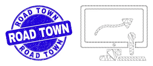 Blue Distress Road Town Seal en Web Carcass Remote Control Display — Stockvector