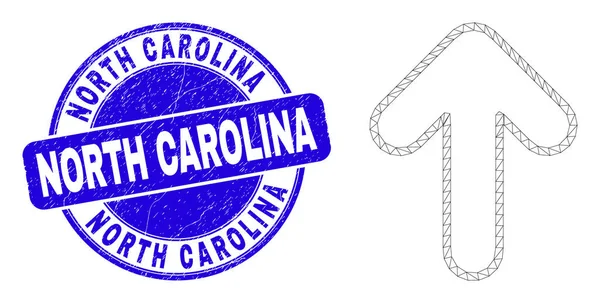 Blue Grunge North Carolina Seal und Web Carcass Up Arrow — Stockvektor