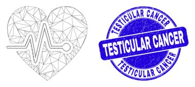 Mavi Grunge Testis Kanseri Mührü ve Ağ Vücut Nabzı Nabzı