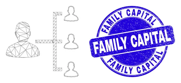 Blue Grunge Family Capital Stamp Seal และ Web Carcass ประชาชนระดับสูง — ภาพเวกเตอร์สต็อก