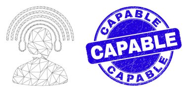 Blue Scratched Stamp ve Web Carcass Radyo Operatörü