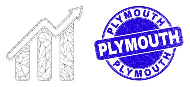 Mavi Grunge Plymouth Mühür Mührü ve Web Gövdesi Trend Çizelgesi