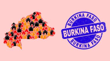 Burkina Faso Ateş ve Evlerin ve Tehlike Burkina Faso Mührü Haritası