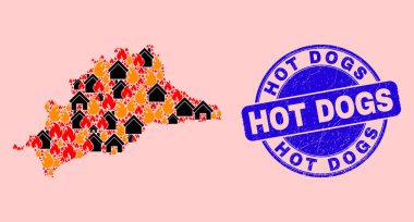 Malaga Eyaleti Harita Kolajı Alev ve Özellikler ve Çizilmiş Sosisli Köpekler Mührü