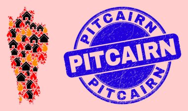 Mizoram Devlet Yangın ve Özellikler Mozaiği ve Çizilmiş Pitcairn Mührü