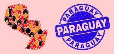 Ateş ve Binaların Paraguay Haritası ve Çizilmiş Paraguay Mührü