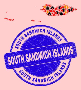 Socotra Takımadaları Ateş ve Özellikler Mozaiği ve Dokulu Güney Sandviç Adaları Mührü