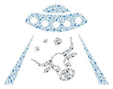 Özyineleme Simgelerinin İnek Kaçırma Vektörü Mozaiği