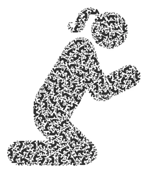 Dua Eden Kadın Özyineleme Ögeleri Vektör Kolajı