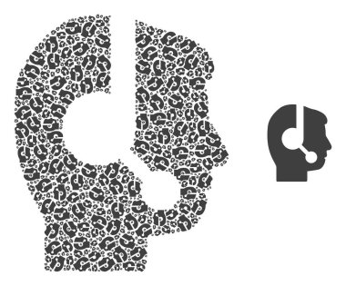 Kişisel Simgelerin Özyinelemeli Kolajı Çağrı Merkezi Operatörü