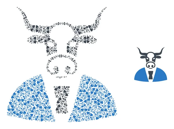 Vache Homme Collage récursif d'icônes de soi — Image vectorielle