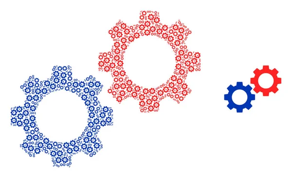 Gears Fractal Collage of Self Icons — Stock Vector