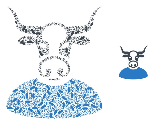 Bull Chief Composition fractale des auto-icônes — Image vectorielle