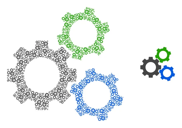 Cogwheels Collage recursivo de artículos de uno mismo — Vector de stock