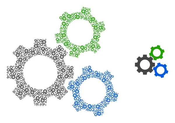 Zahnräder Rekursive Collage von Selbst-Gegenständen — Stockvektor