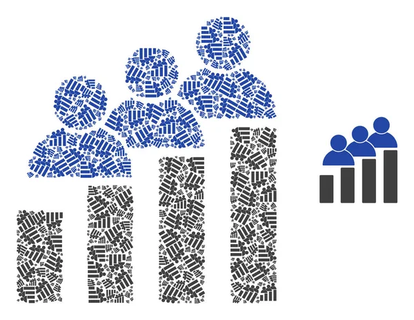 People Bar Chart Fraktalna Kompozycja Samoistnych Ikon — Wektor stockowy