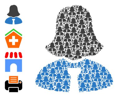 Ofis Kadını Öz Ögelerin Fraktal Kolajı