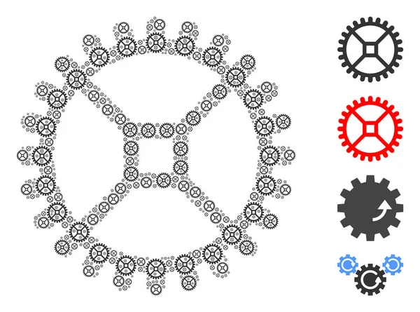 Collage de récursion d'engrenages d'horloge d'auto icônes — Image vectorielle