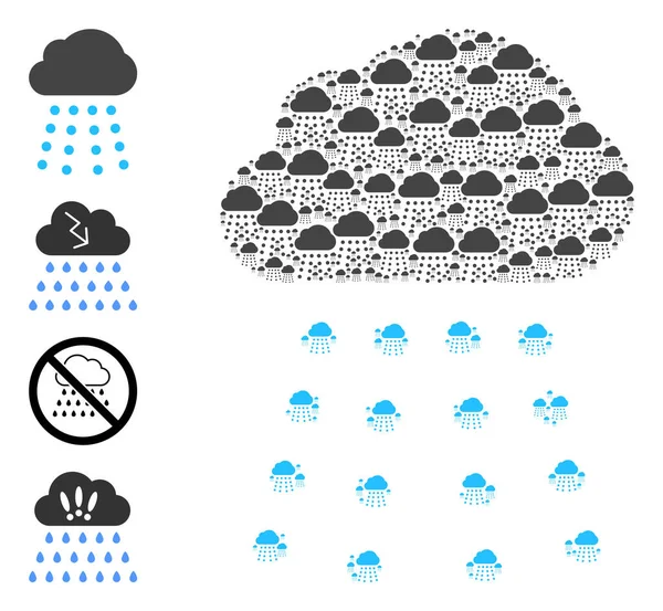 Nube de lluvia Collage recursivo de iconos de uno mismo — Archivo Imágenes Vectoriales