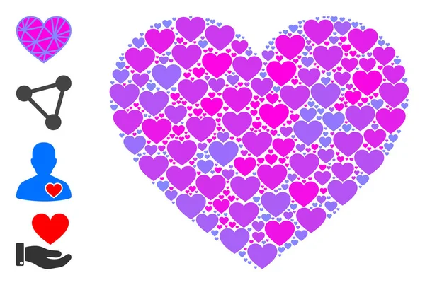 Composición fractal del corazón rosado de malla de los artículos del uno mismo — Archivo Imágenes Vectoriales