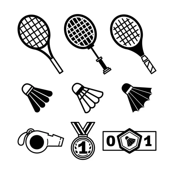 Set von Badminton-Ikonen. — Stockvektor