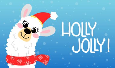 Kırmızı şapkalı vektör lama.