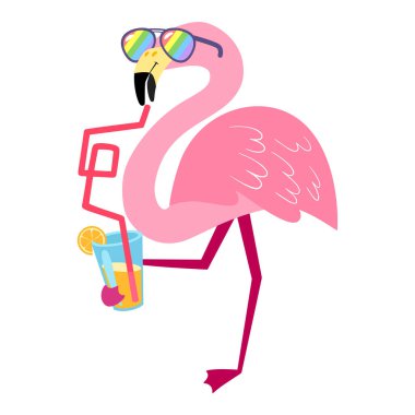 Çizgi film pembe flamingo.
