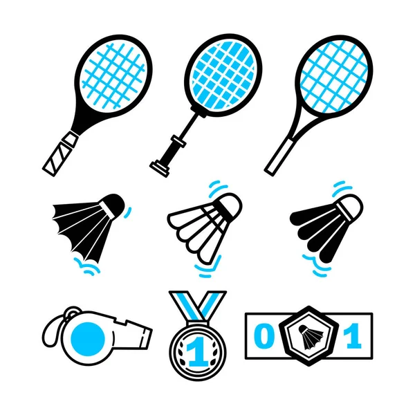 Set of badminton icons. — Stock Vector