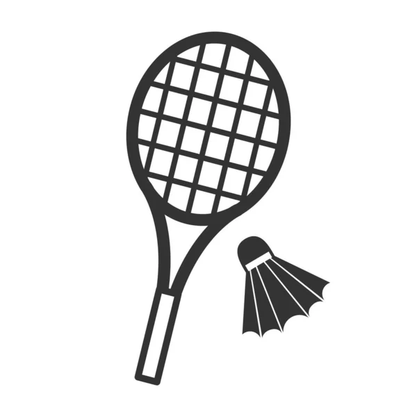 Shuttlecock and badminton racket icon. — Stock Vector