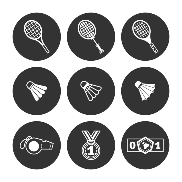 Set of badminton icons. — Stock Vector