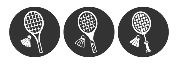 Set of badminton shuttlecock and racket icons. — Stock Vector