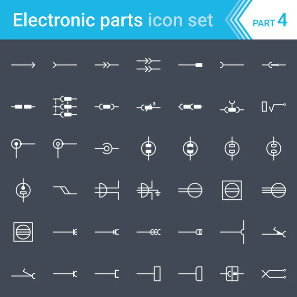 Electric and electronic circuit diagram symbols set of lines, wires