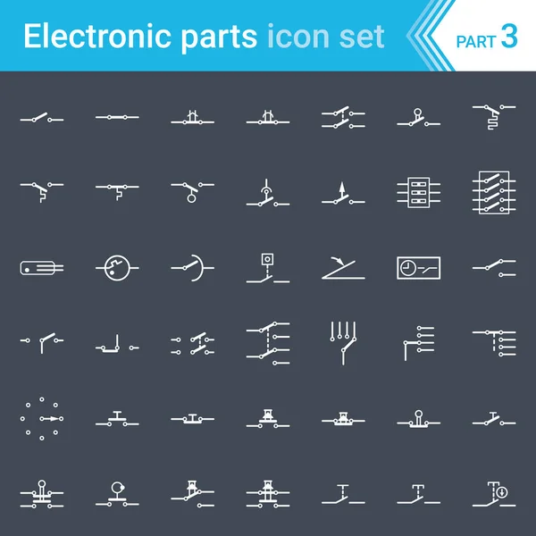 Elektrik Elektronik Simgeler Elektrik Şeması Sembolleri Anahtarlar Butonları Devre Anahtarları — Stok Vektör