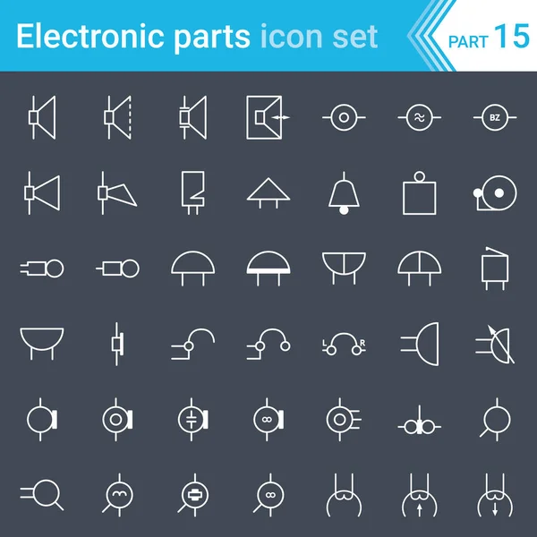 Electric Electronic Icons Electric Diagram Symbols Audio Video Devices — Stock Vector