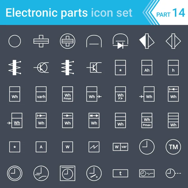 Iconos Eléctricos Electrónicos Símbolos Diagrama Eléctrico Instrumentación Eléctrica Contadores Registradores — Vector de stock