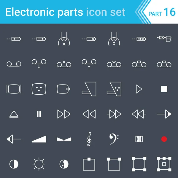 Elektrische Elektronische Pictogrammen Elektrische Schema Symbolen Audio Videoapparaten Functie Controle — Stockvector