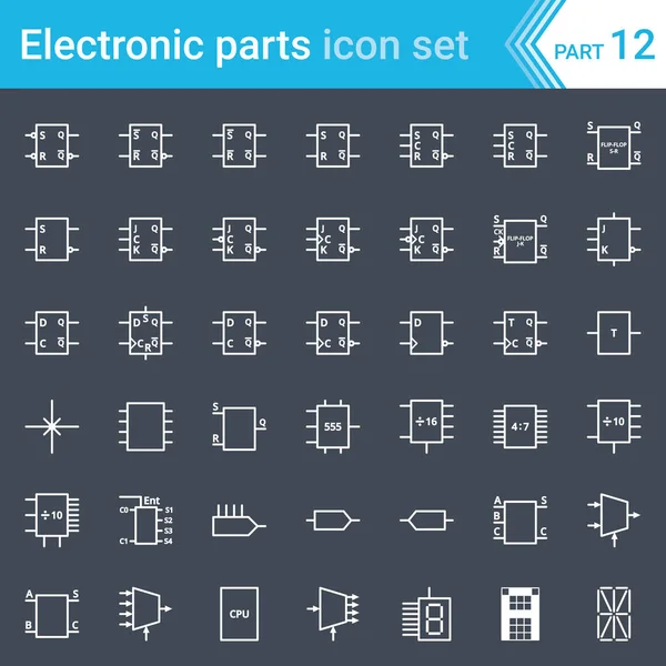 Iconos Eléctricos Electrónicos Símbolos Diagrama Eléctrico Electrónica Digital Flip Flop — Vector de stock