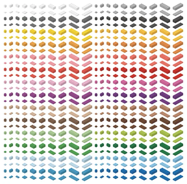 Barevné Spektrum Velké Balení Dětí Cihly Hračka Cihly Barevné Cihly — Stockový vektor