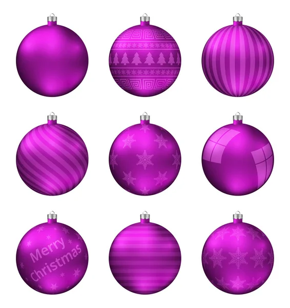 Bolas Navidad Rosadas Aisladas Sobre Fondo Blanco Fotorrealista Vector Alta — Vector de stock