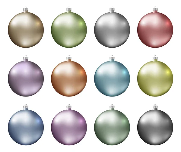 Boules Noël Pastel Spectre Couleurs Pastel Boules Noël Isolées Sur — Image vectorielle