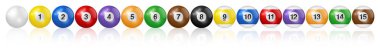 Bilardo topları. Vektör yüksek kaliteli illüstrasyon.