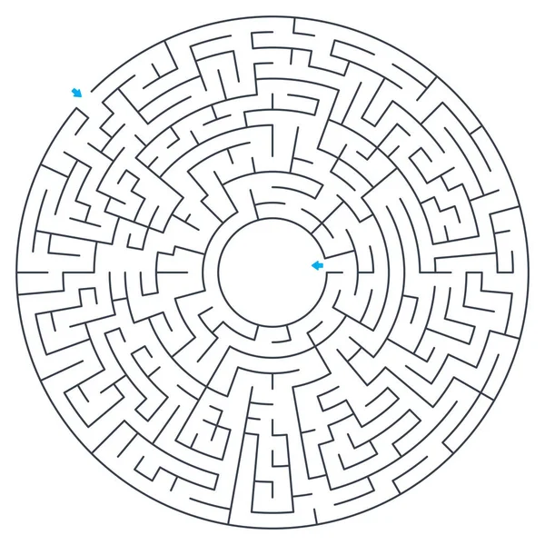 Doolhof Labyrint Vector Illustratie Ronde Cirkelvormige Doolhof Hoge Kwaliteit Vector — Stockvector